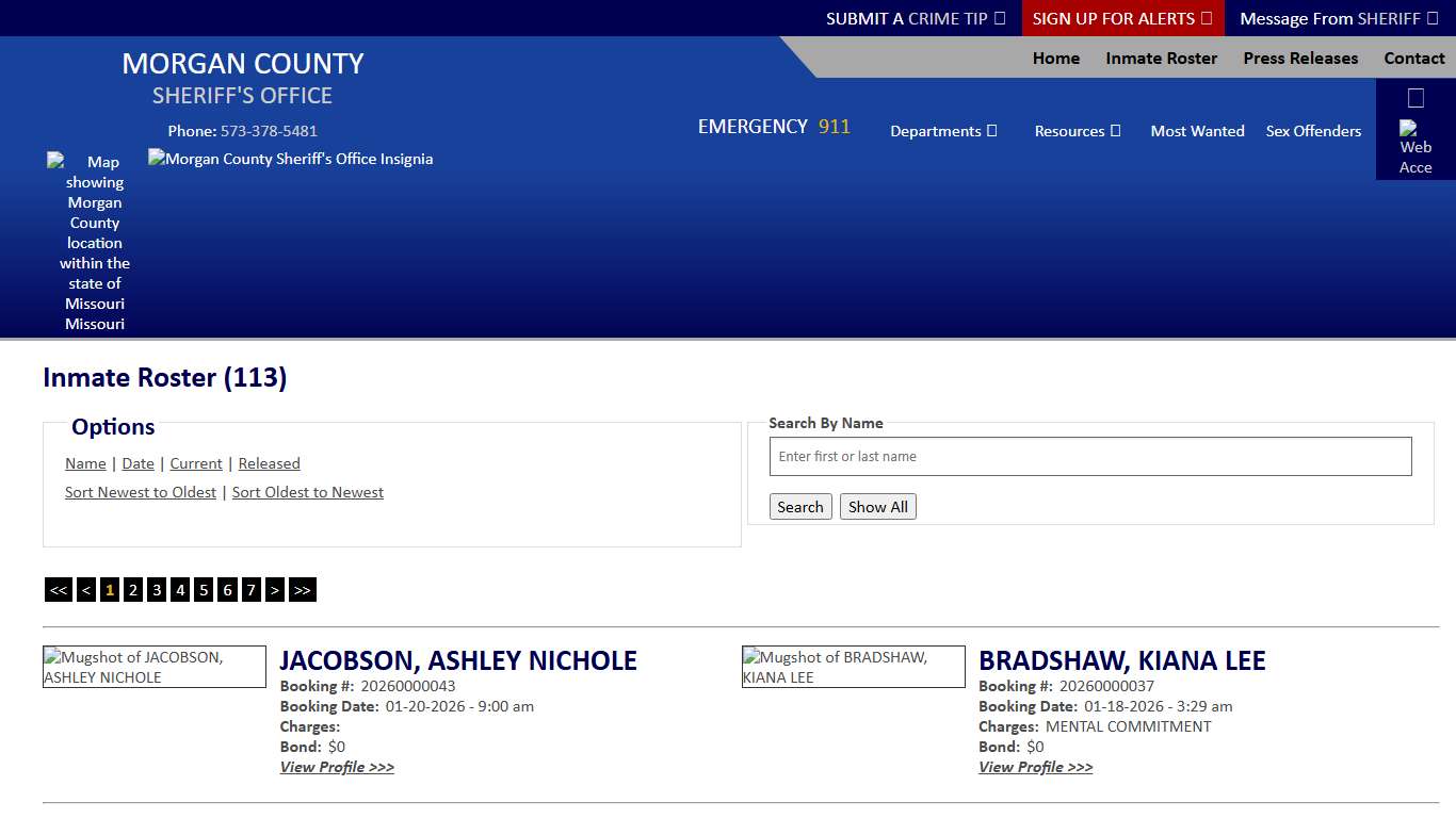 Inmate Roster - Current Inmates Booking Date Descending - Morgan County Sheriff MO